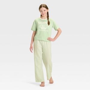 Girls' Champion Short Sleeve T-Shirt and
Flannel Pants Set - art class™